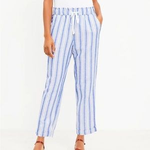 Loft blue and white high rise tapered pants